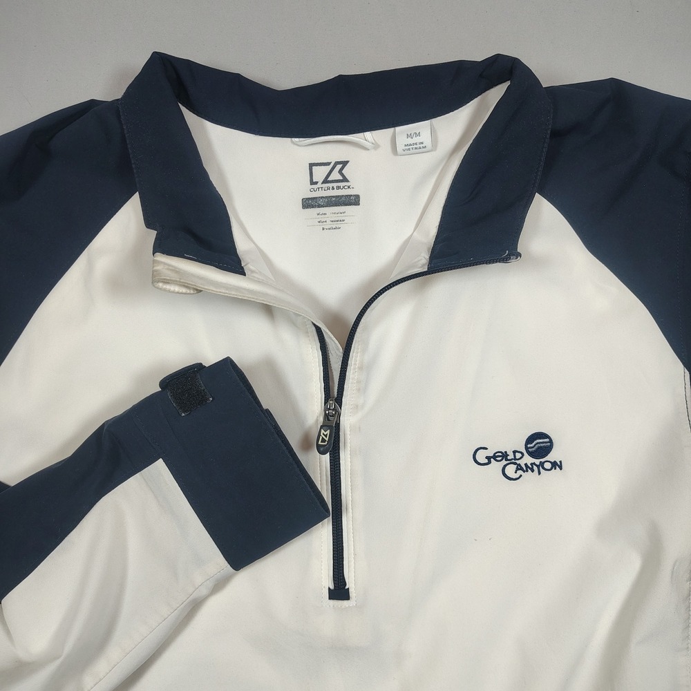 Cutter & Buck Windbreaker Men Med White Navy Blue‎ Arizona Gold Canyon 1/4 Zip